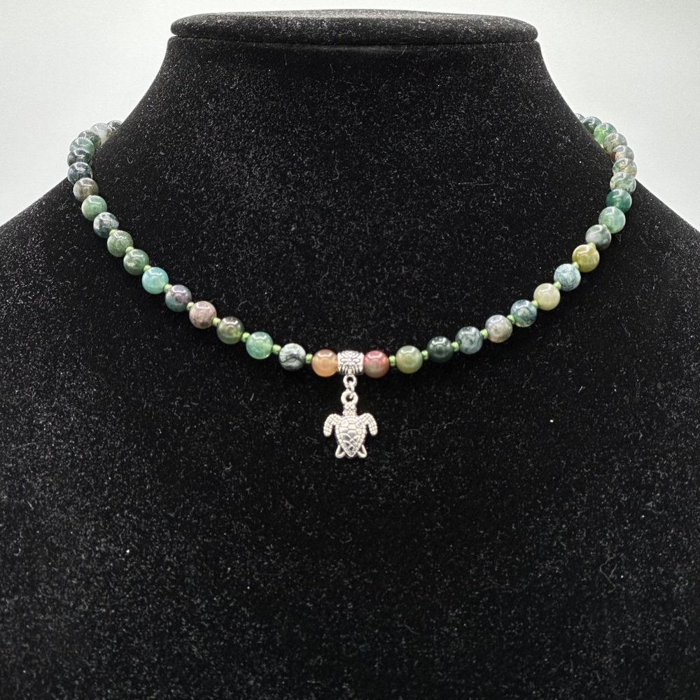 Jasper Stone Turtle Necklace